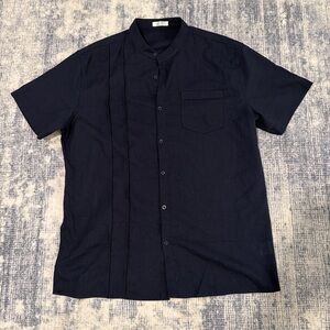 Men's Navy Short Sleeve Button Down Shirt